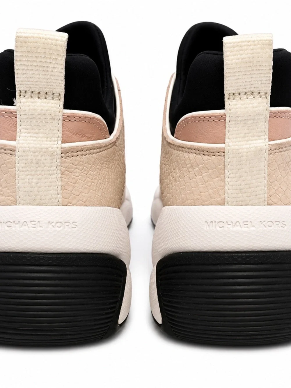 Michael Kors Keely Training Sneakers Pink and Cream Wedge Velcro